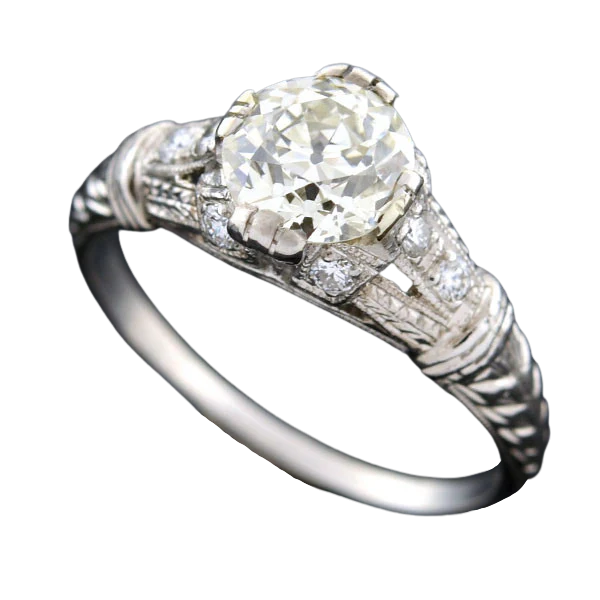 Art Deco Platinum Diamond Engagement Ring 1.16ct - Image 4