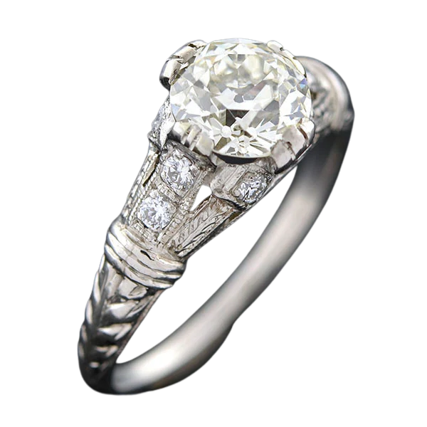 Art Deco Platinum Diamond Engagement Ring 1.16ct - Image 5