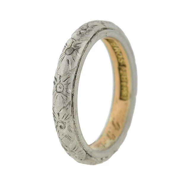 B. BROS Edwardian 18kt Carved Floral Mixed Metals Band - Image 3