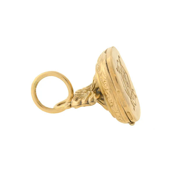 Edwardian English 9kt Hidden Locket Signet Fob - Image 2
