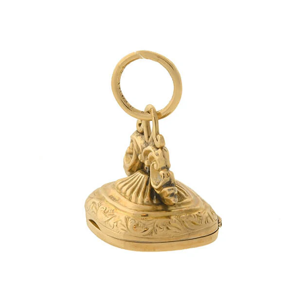 Edwardian English 9kt Hidden Locket Signet Fob - Image 3