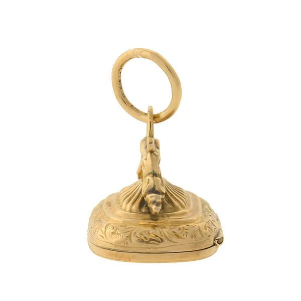 Edwardian English 9kt Hidden Locket Signet Fob - Image 4
