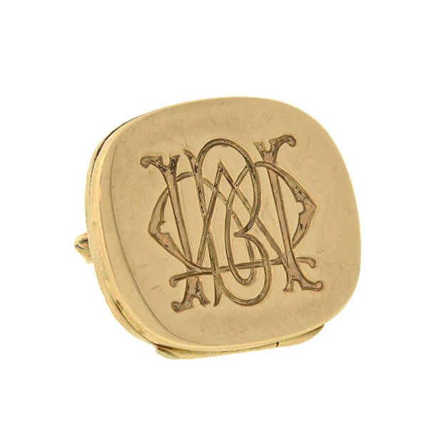 Edwardian English 9kt Hidden Locket Signet Fob - Image 5