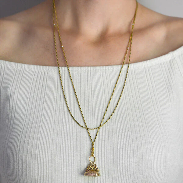 Edwardian English 9kt Hidden Locket Signet Fob - Image 7