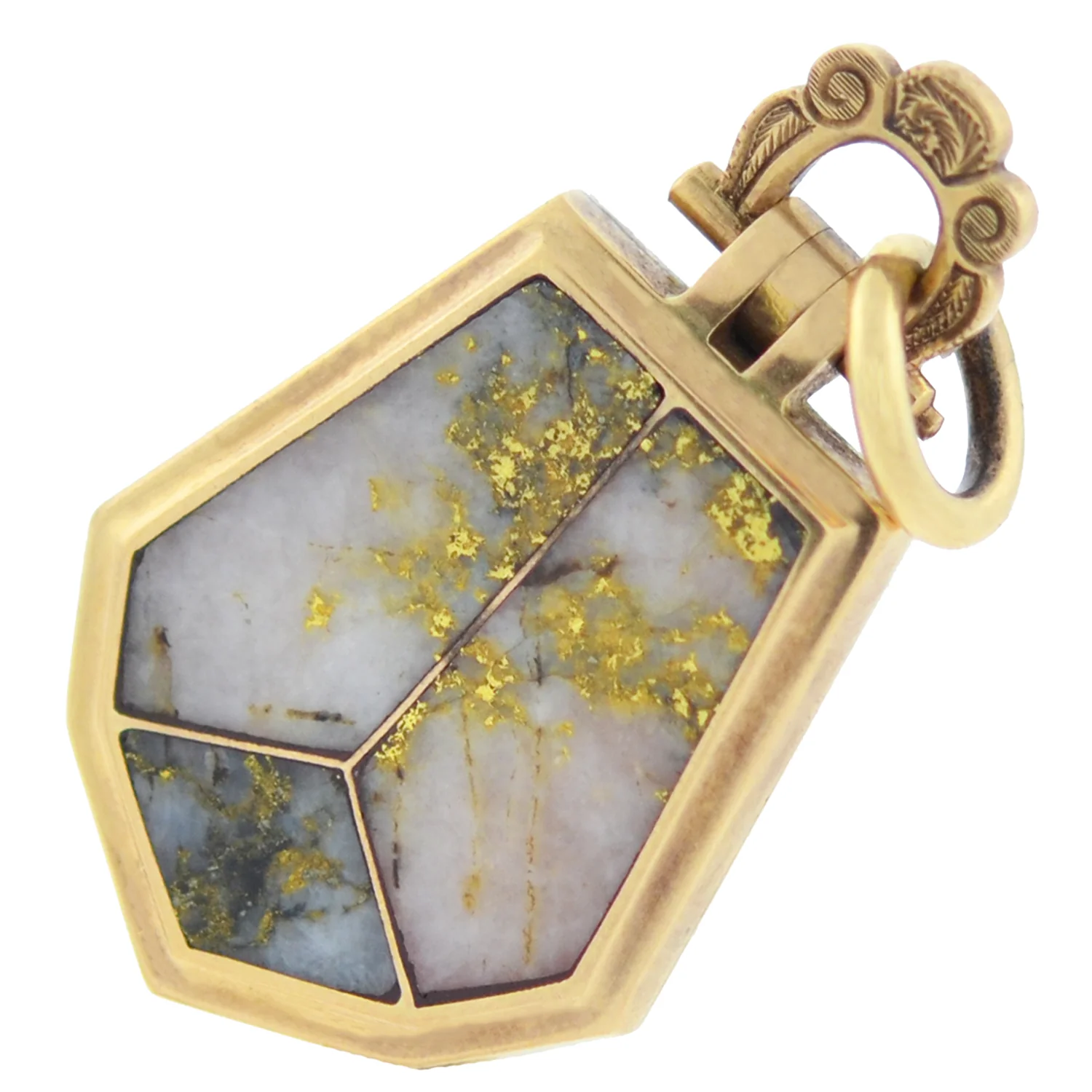 Victorian 15kt Inlaid Gold Quartz Locket - Image 2