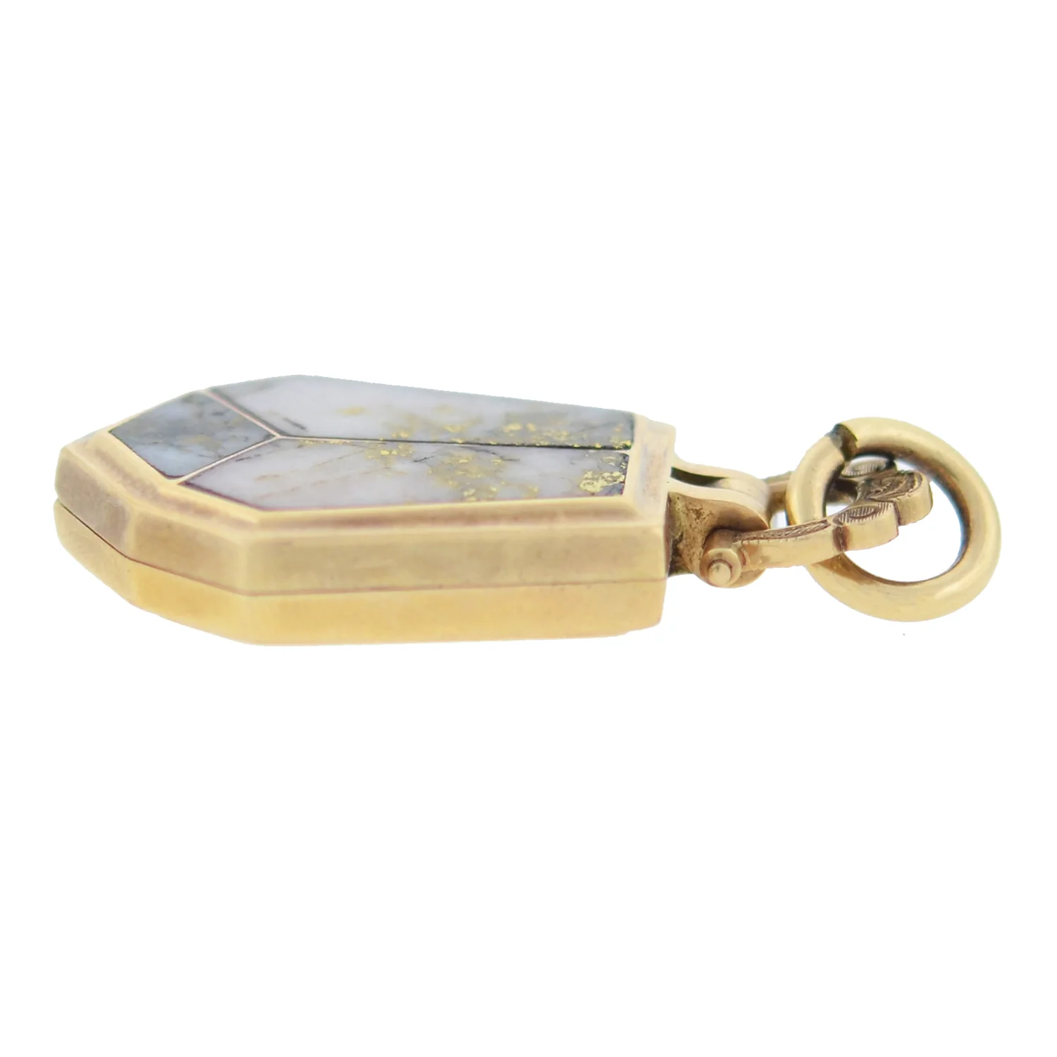 Victorian 15kt Inlaid Gold Quartz Locket - Image 3