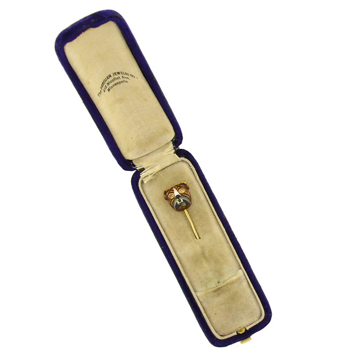 Victorian 18kt Enamel & Diamond Bulldog Stick Pin - Image 6