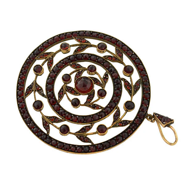 Victorian Huge Gilt & Bohemian Garnet Filigree Pendant - Image 3