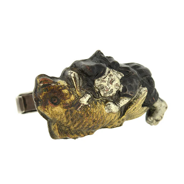 Victorian Japanese Sterling Figural Shakudo Cufflinks - Image 2