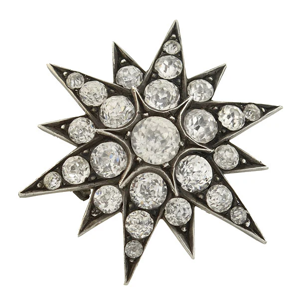 Victorian Sterling Silver & French Paste Starburst Pin - Image 2