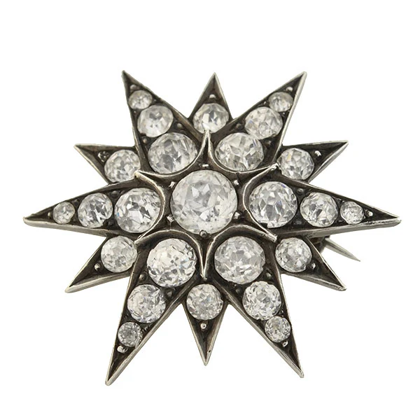 Victorian Sterling Silver & French Paste Starburst Pin - Image 3