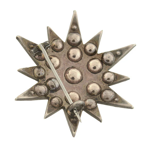 Victorian Sterling Silver & French Paste Starburst Pin - Image 4