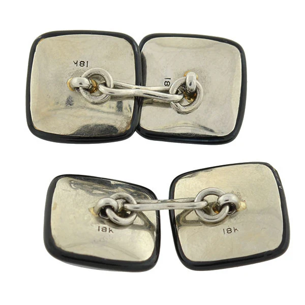 Art Deco 18k Lapis, Onyx, & Diamond Cufflinks - Image 4