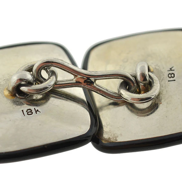 Art Deco 18k Lapis, Onyx, & Diamond Cufflinks - Image 6
