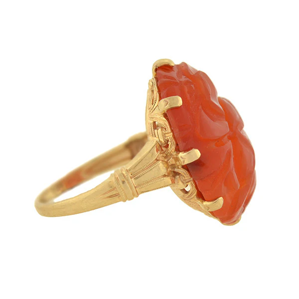 Art Deco 10kt Carved Carnelian Ring - Image 2