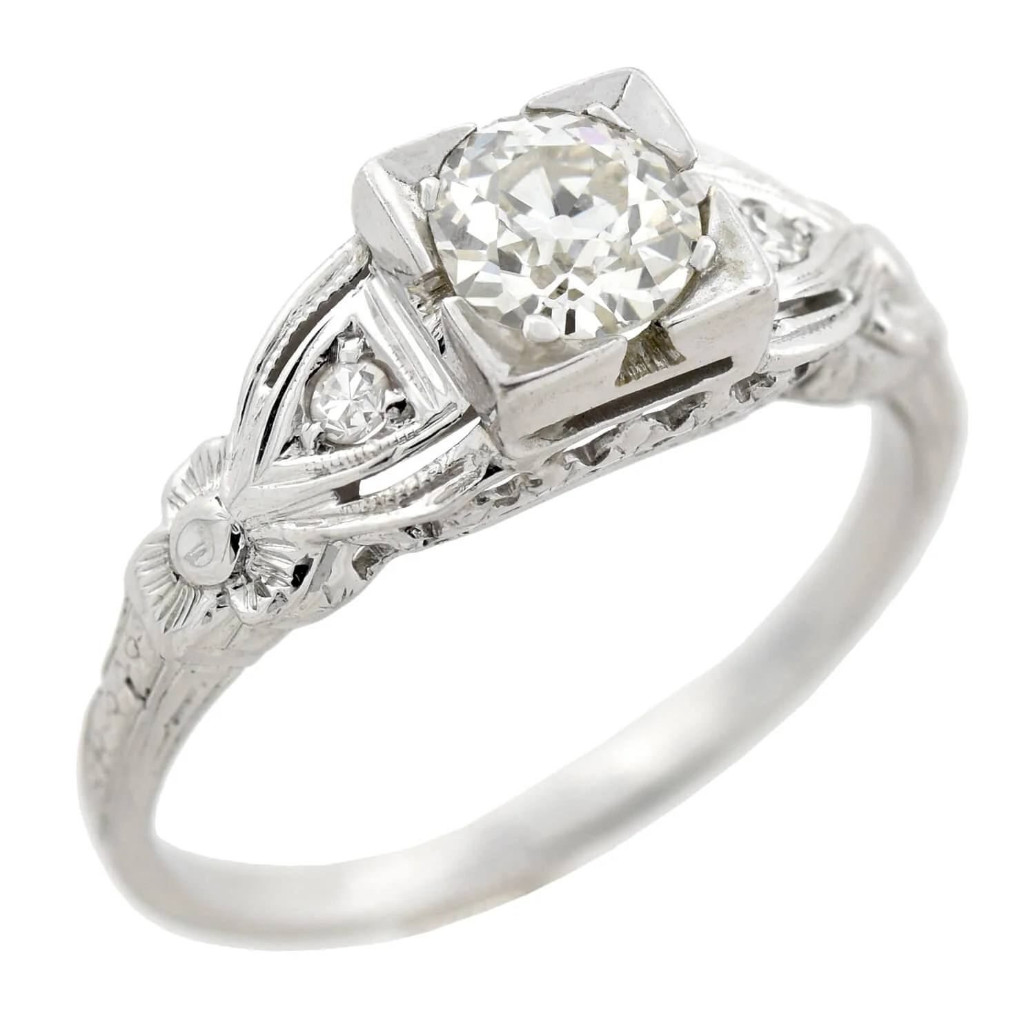 Art Deco 14kt Diamond Engagement Ring 0.75ct - Image 4