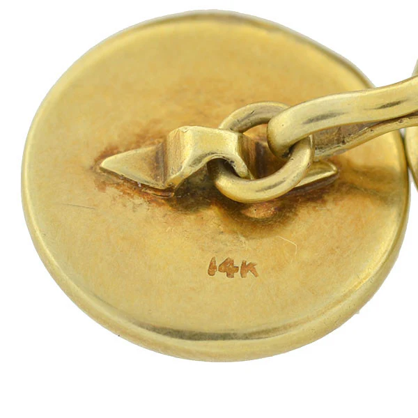 Art Deco 14kt Reverse Carved Crystal Equestrian Cufflinks - Image 5