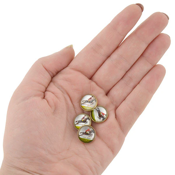 Art Deco 14kt Reverse Carved Crystal Equestrian Cufflinks - Image 6