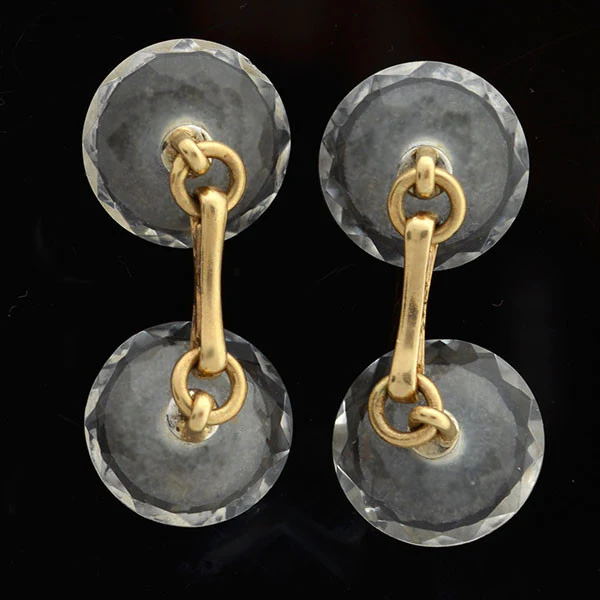 LARTER & SONS Art Deco 14kt Rock Crystal & Pearl Cufflinks - Image 7
