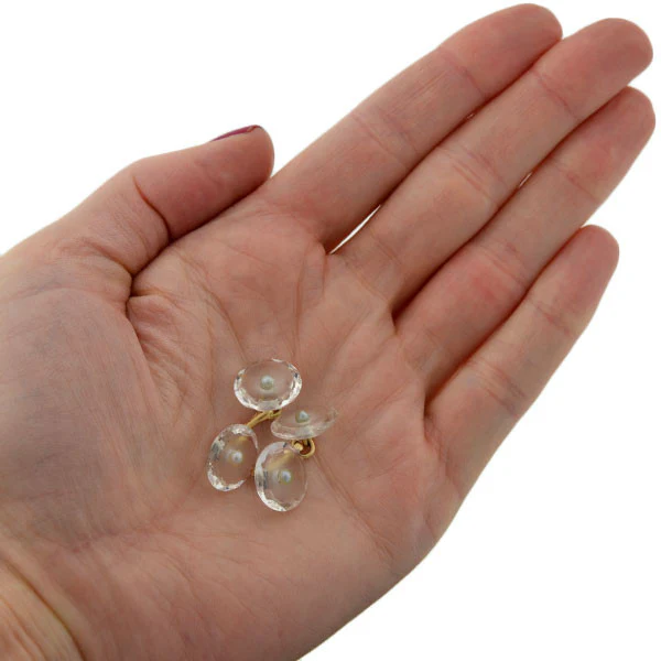 LARTER & SONS Art Deco 14kt Rock Crystal & Pearl Cufflinks - Image 8