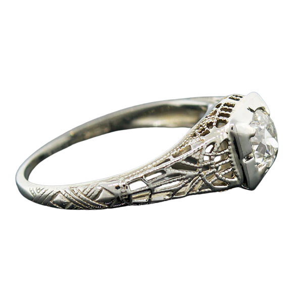 Art Deco 18kt Diamond Engagement Ring 0.54ct - Image 3