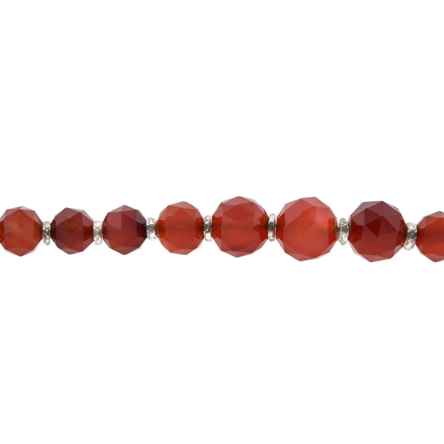 Art Deco Faceted Carnelian + Rock Crystal Graduated Bead Necklace 28.5" - Image 4