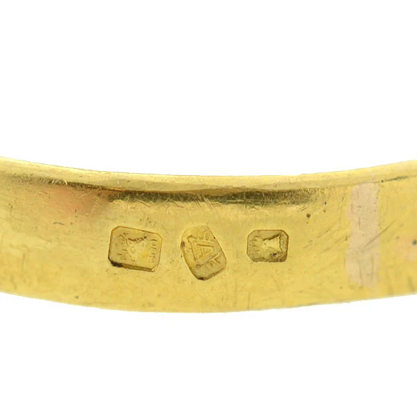 Art Deco French 18kt Diamond Enamel 3-Stone Ring - Image 6