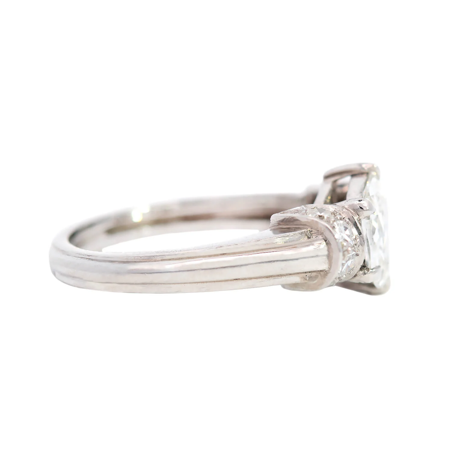 Art Deco Platinum Cushion Cut Diamond Engagement Ring 1.13ctw center - Image 3