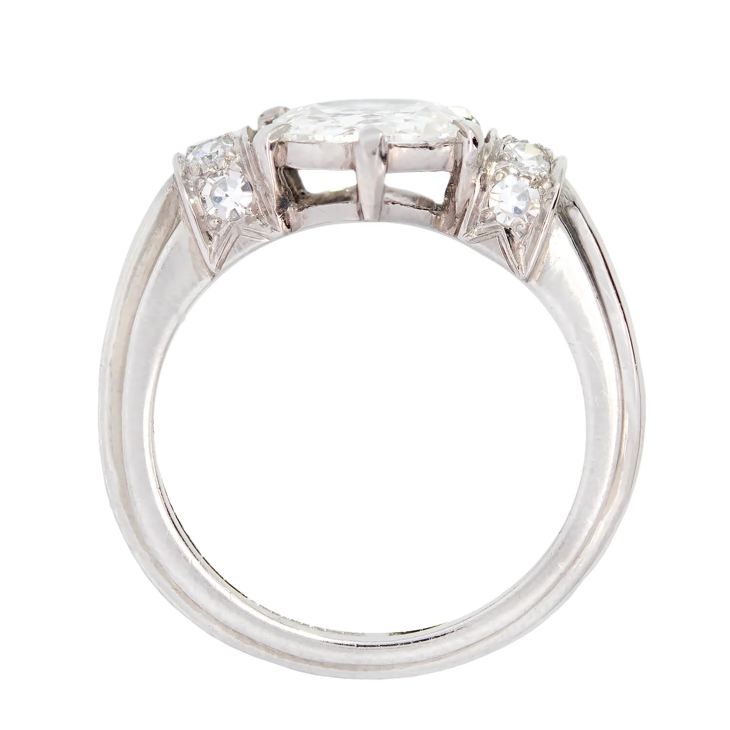 Art Deco Platinum Cushion Cut Diamond Engagement Ring 1.13ctw center - Image 4