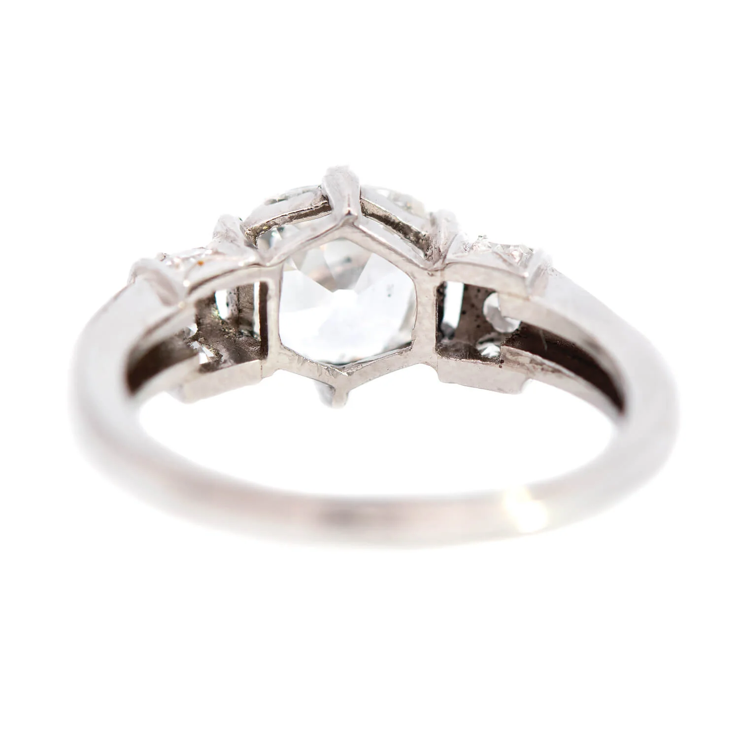 Art Deco Platinum Cushion Cut Diamond Engagement Ring 1.13ctw center - Image 5