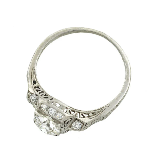 Art Deco Platinum Diamond Engagement Ring 0.59ct - Image 4