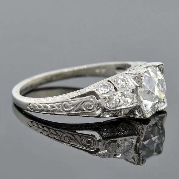 Art Deco Platinum Diamond Engagement Ring 1.23ct - Image 2