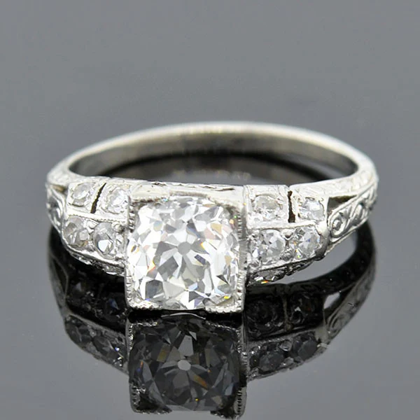 Art Deco Platinum Diamond Engagement Ring 1.23ct - Image 3