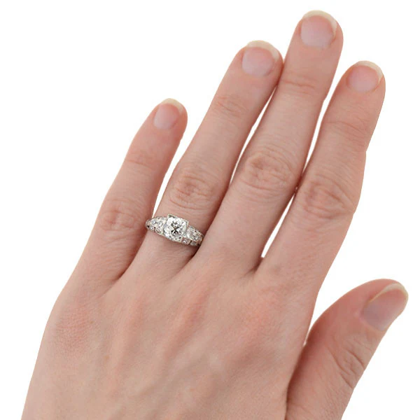 Art Deco Platinum Diamond Engagement Ring 1.23ct - Image 8