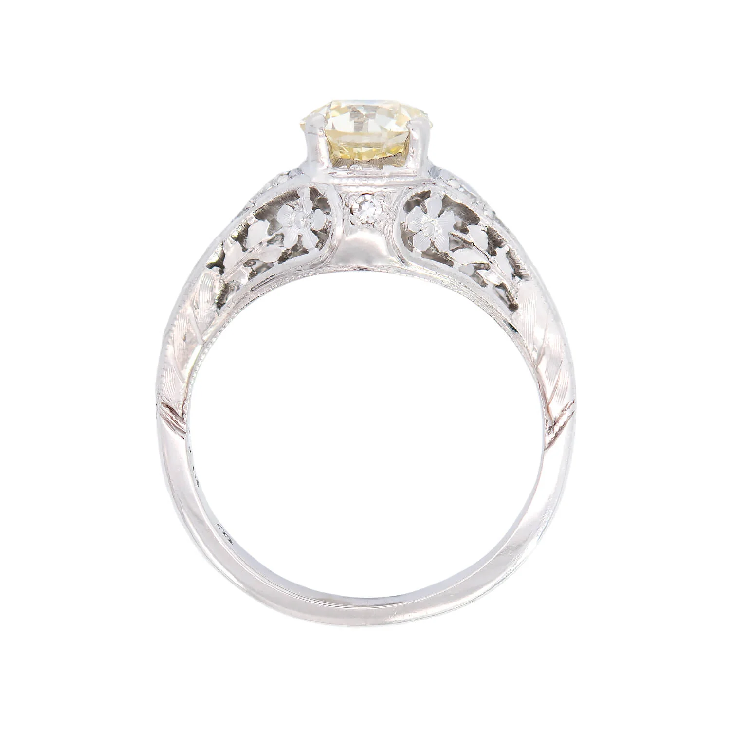 Art Deco Platinum Whitehouse Bros. Diamond Floral Engagement Ring 1ctw - Image 4