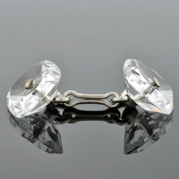 Late Art Deco Silver-Plated Crystal 7-Piece Cufflink Set - Image 5