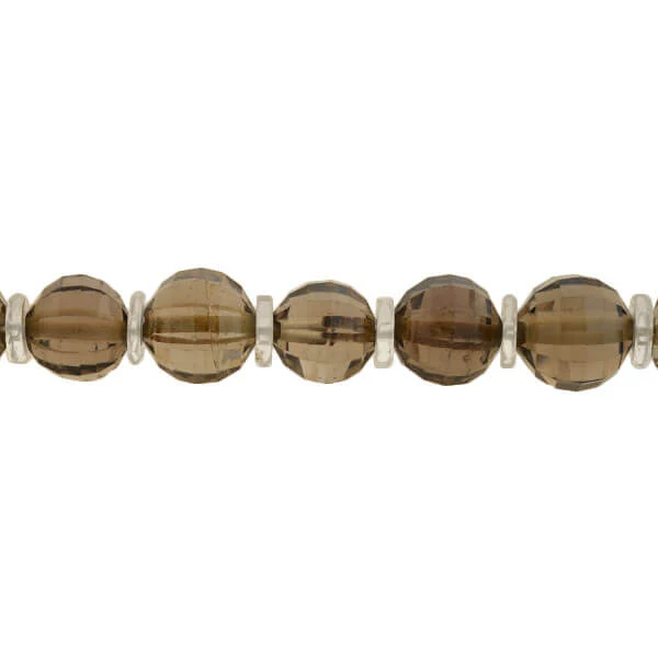 Art Deco Smoky Topaz + Rock Quartz Crystal Faceted Bead Necklace - Image 4