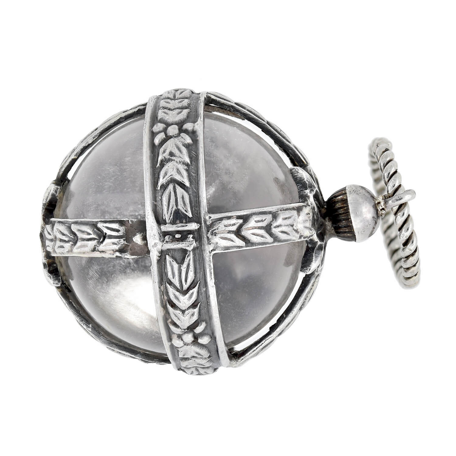 Art Deco Sterling Large Rock Crystal "Pool of Light" Pendant - Image 2