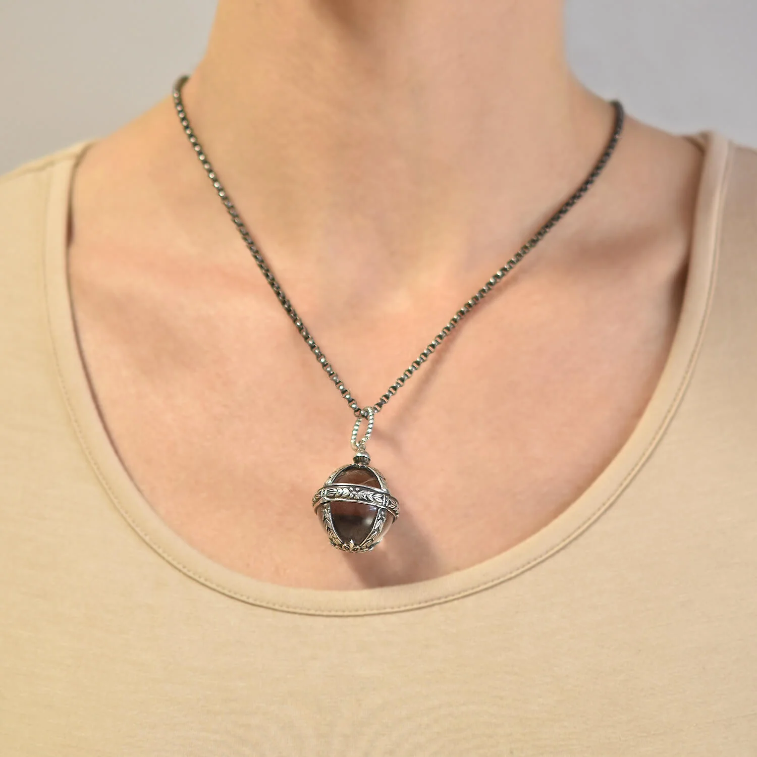 Art Deco Sterling Large Rock Crystal "Pool of Light" Pendant - Image 5