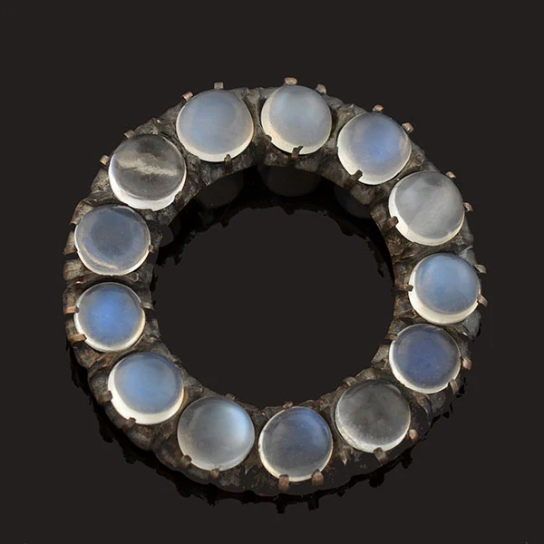 Art Nouveau 9kt/Sterling Moonstone Circle Pendant - Image 2