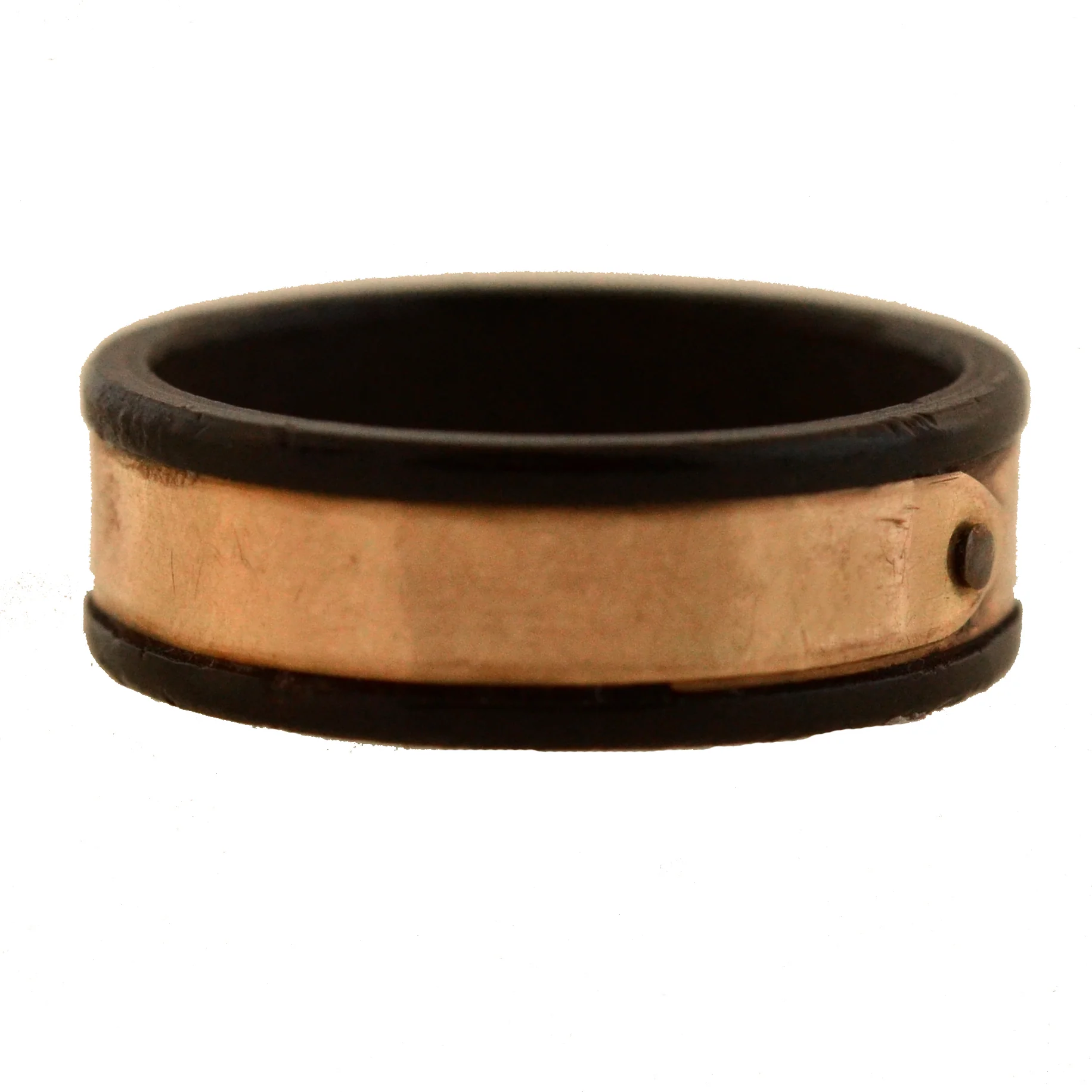 Early Victorian 15kt Gutta-Percha Ring with Buckle Detail - Image 2