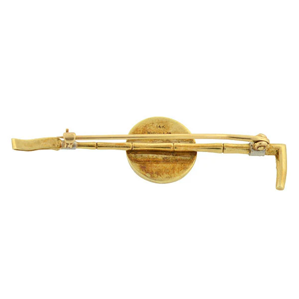 MARCUS & CO. 14kt Crystal Horse & Crop Hunting Pin - Image 5