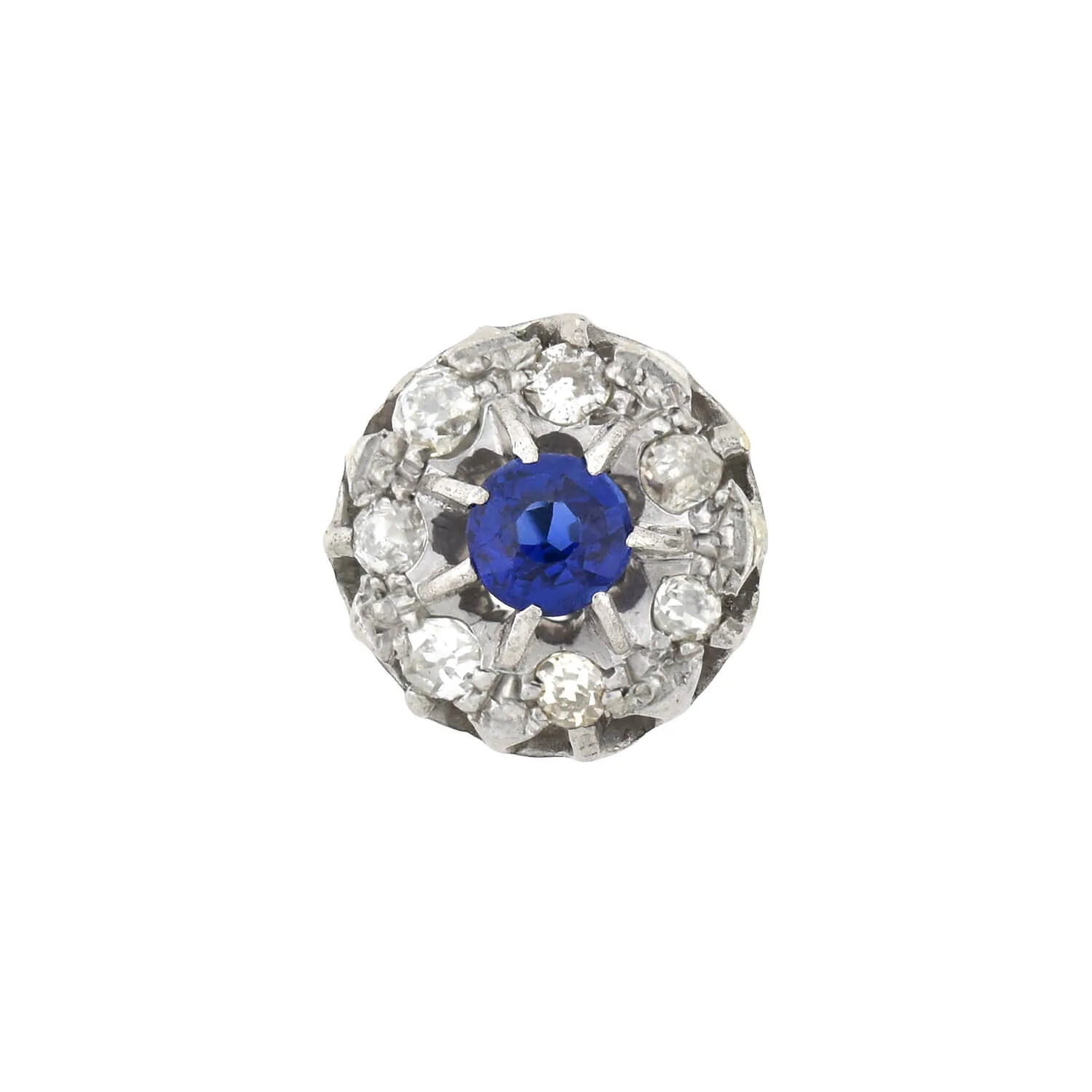 Edwardian 9kt/14kt Sapphire + Diamond Stud Earrings - Image 3