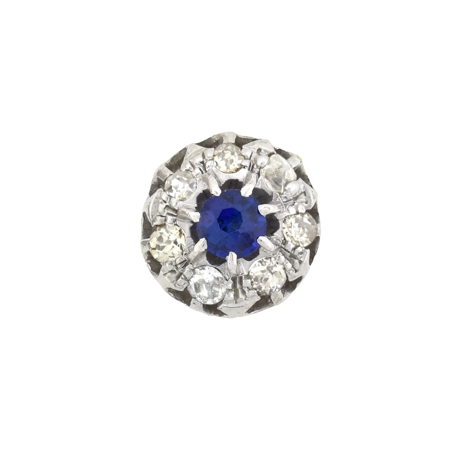 Edwardian 9kt/14kt Sapphire + Diamond Stud Earrings - Image 4