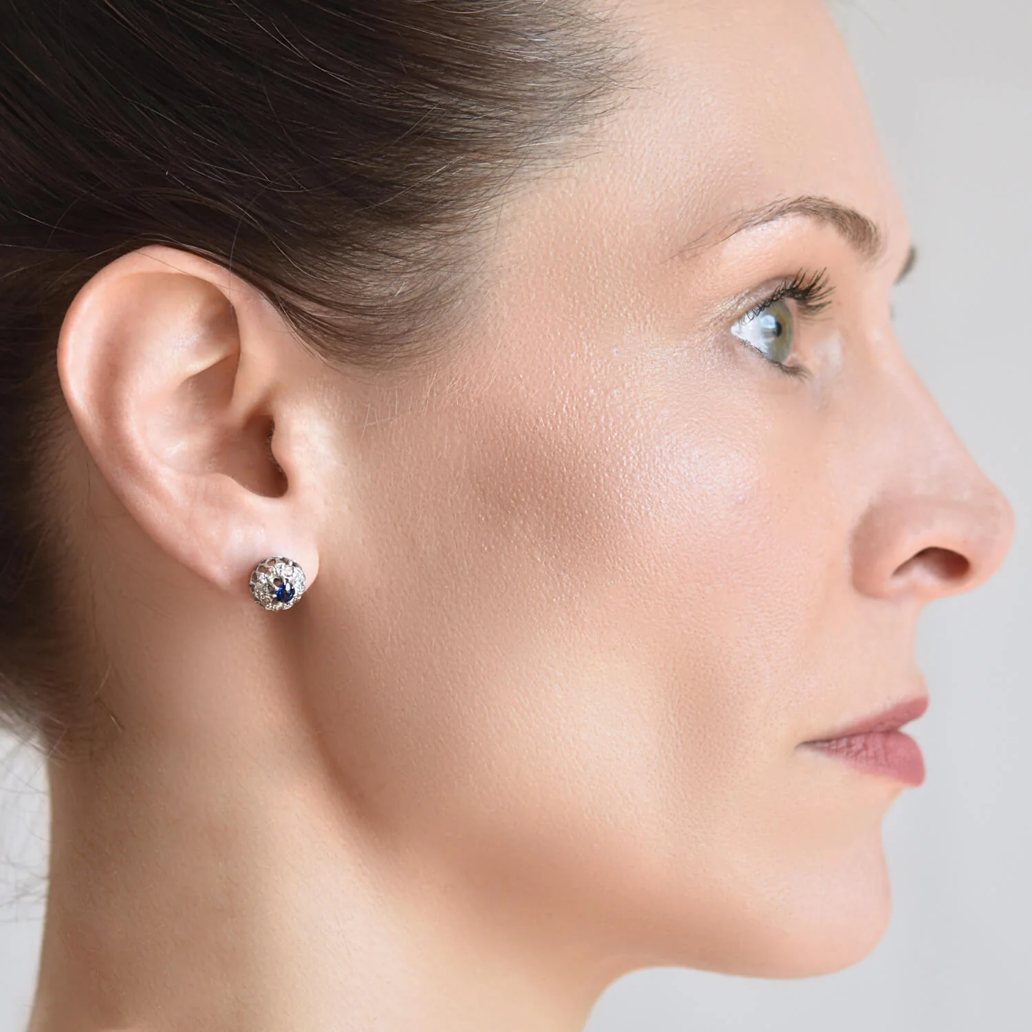 Edwardian 9kt/14kt Sapphire + Diamond Stud Earrings - Image 7