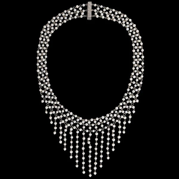 Edwardian Platinum, Diamond & Pearl Festoon Necklace