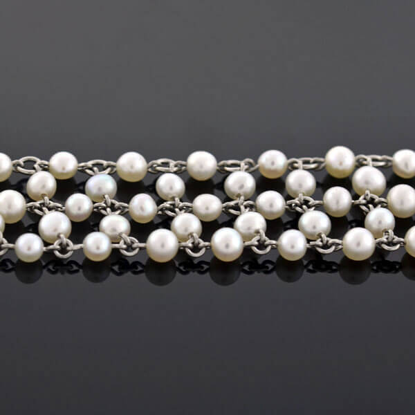 Edwardian Platinum, Diamond & Pearl Festoon Necklace - Image 7
