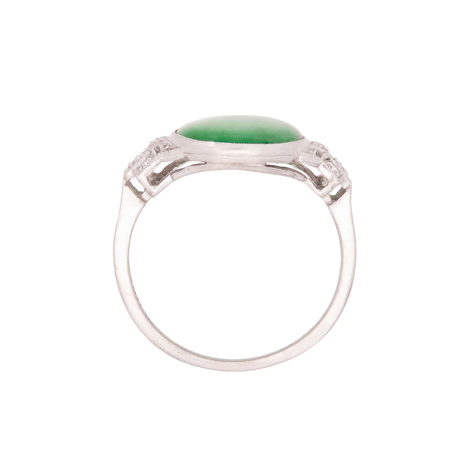 Edwardian Platinum Jade + Diamond Ring (On Hold) - Image 3