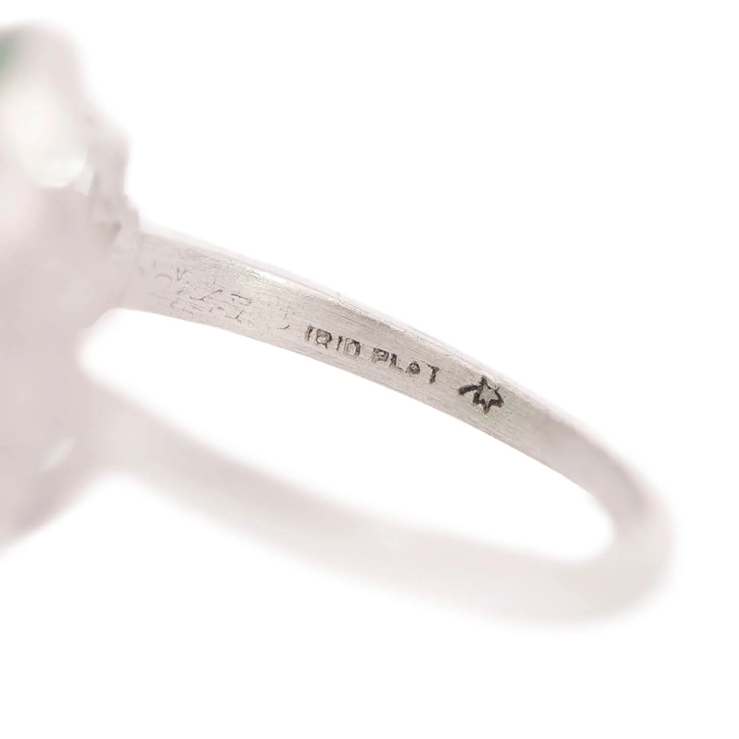 Edwardian Platinum Jade + Diamond Ring (On Hold) - Image 7