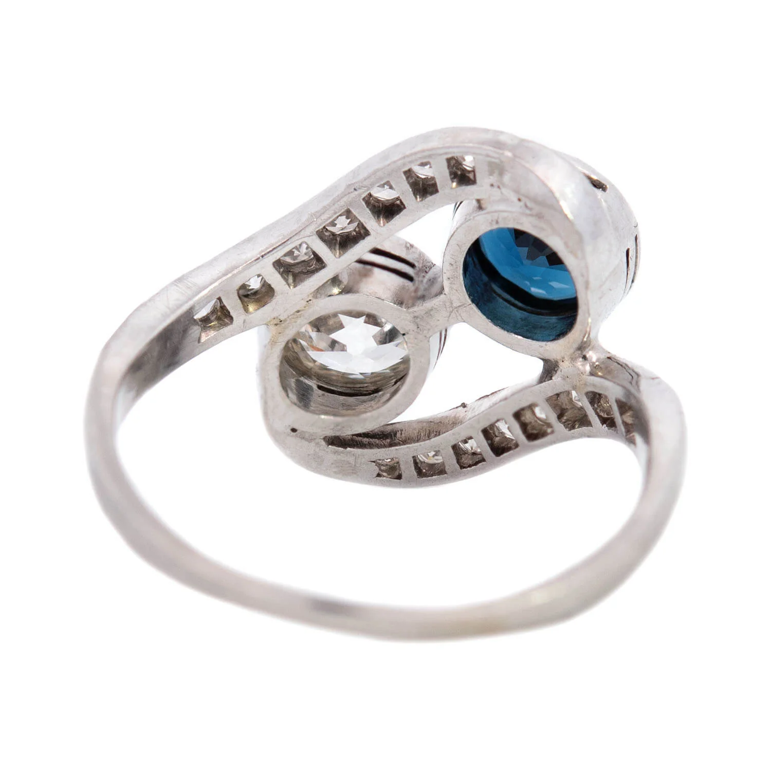 Edwardian Platinum Sapphire & Diamond Ring - Image 5